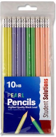 Student Solutions Wallet 10 Hb Rubber Tipped Pencils - Pearl